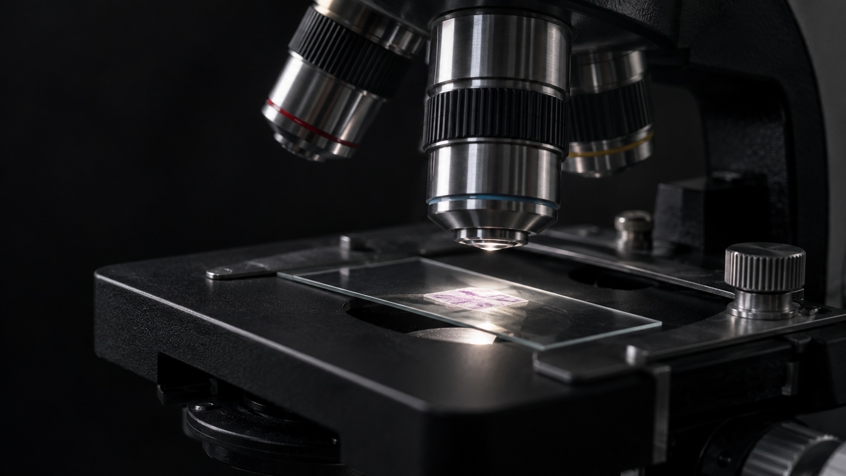 Microscope and tissue slide illustrating pathological assessment